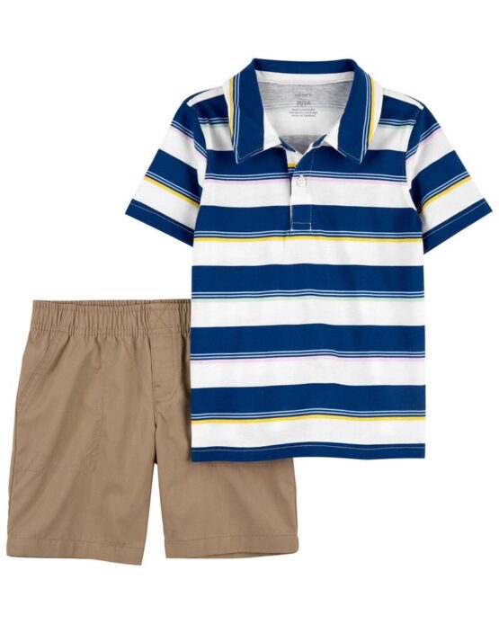 Carter's Toddler 2-Piece Striped Henley & Canvas Short Set