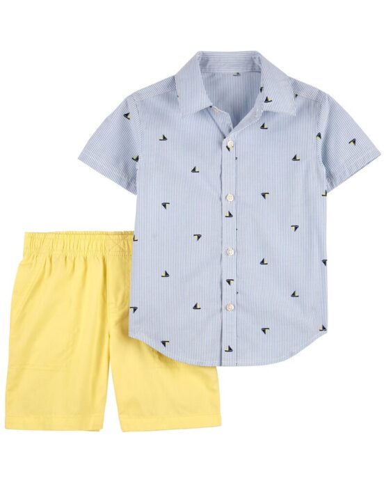 Carter's Toddler 2-Piece Button-Front Shirt & Short Set