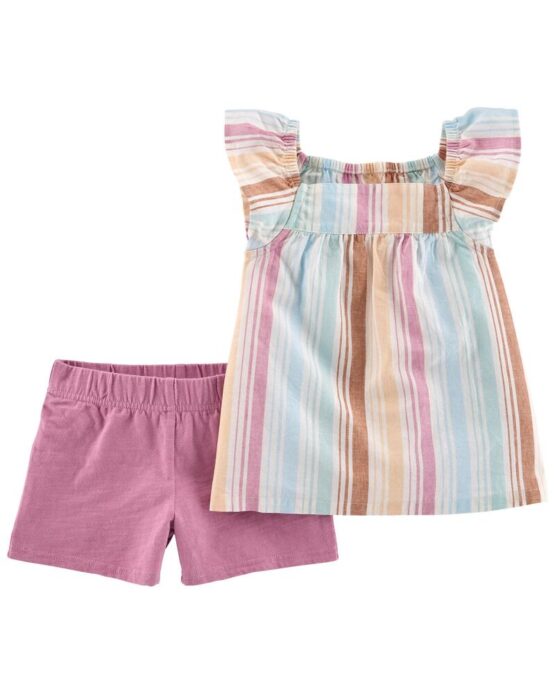 Carter's Multi 2-Piece Striped Top & Short Set