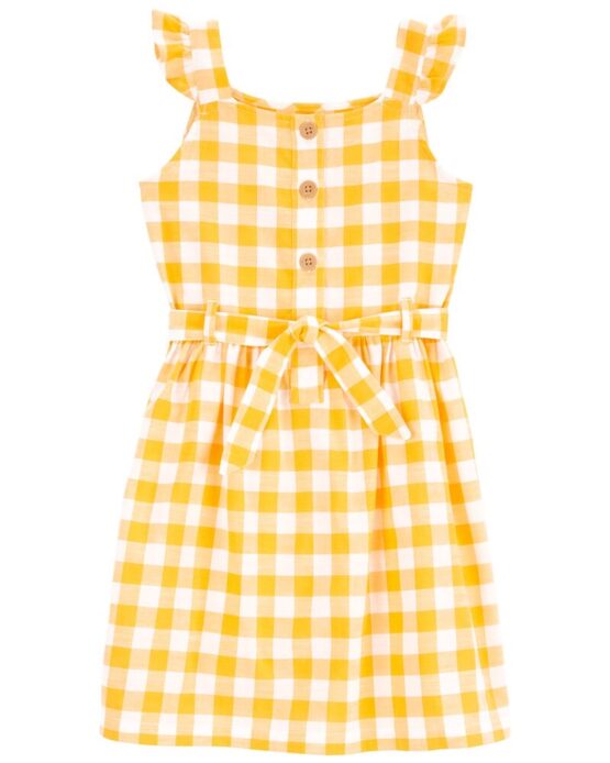 Carter's Yellow Kid Gingham Belt Dress