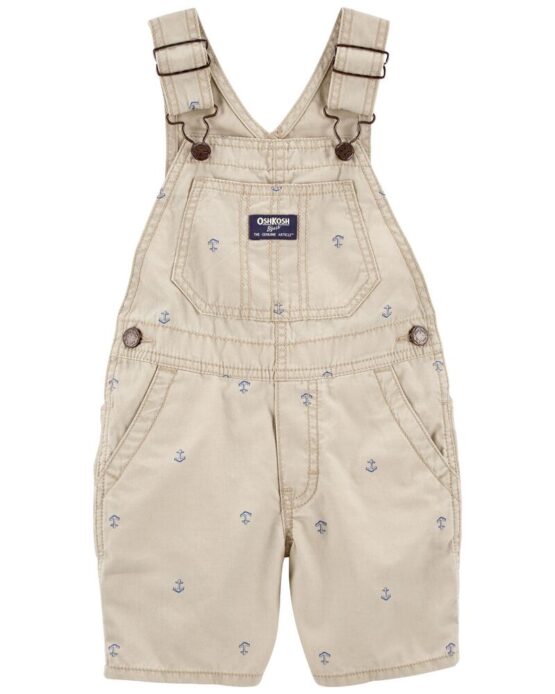 Oshkosh Khaki Toddler Anchor Print Canvas Shortalls