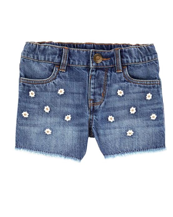 OshKosh Iconic Denim Shorts: Embroidered Daisy Remix Shorts