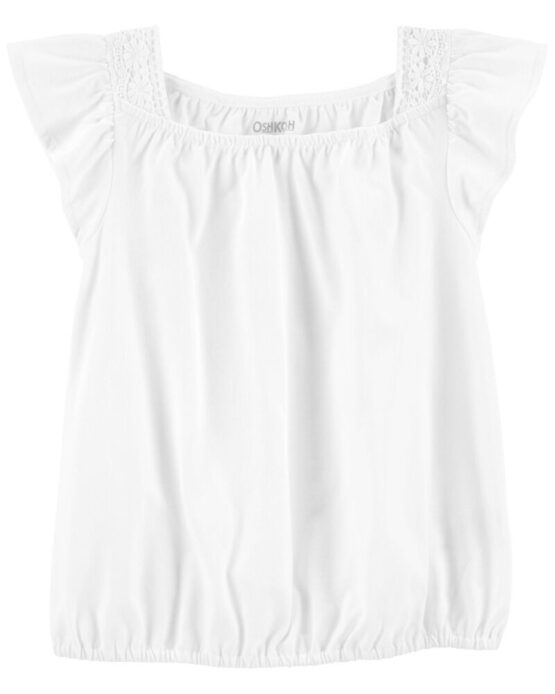 Oshkosh White Kid Flutter Sleeve Jersey Top