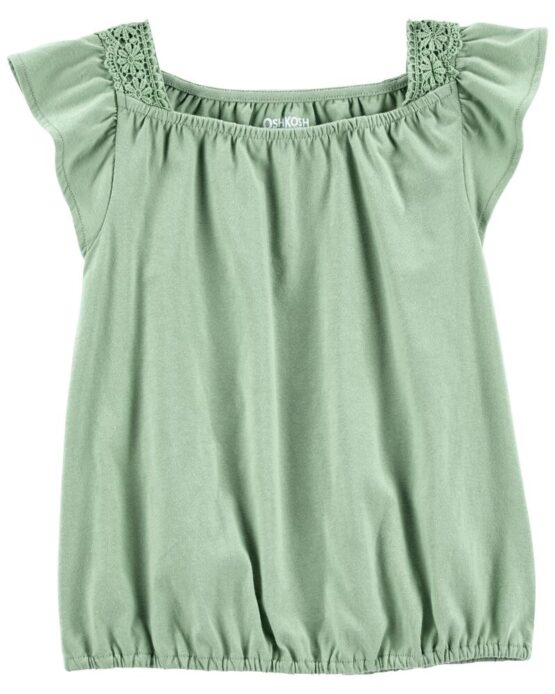 Oshkosh Green Kid Flutter Sleeve Jersey Top