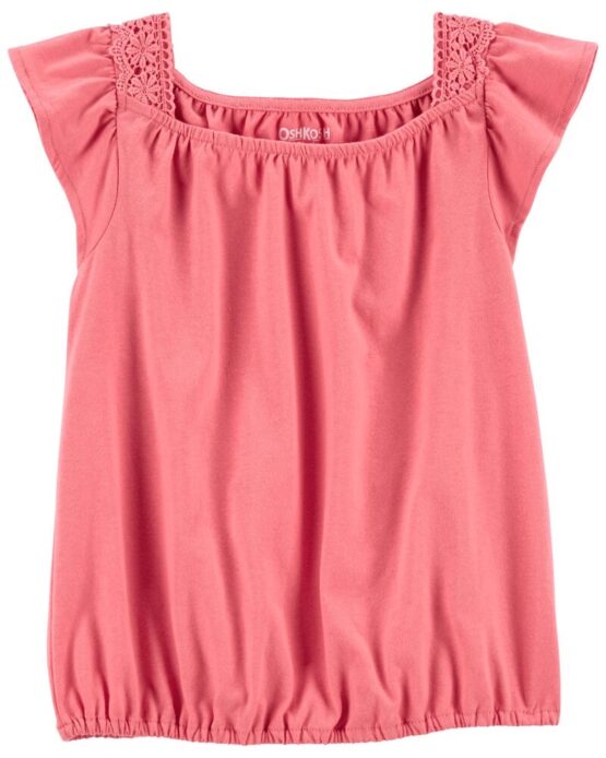 Carter's Pink Flutter Sleeve Jersey Top