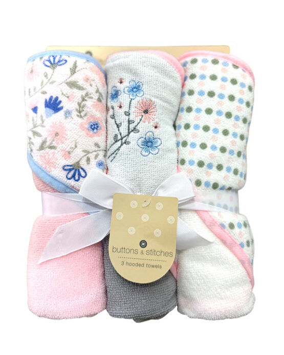 Buttons & Stitches 3PK Towel Pack