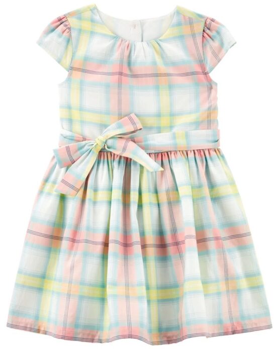Carter's Pink/Mint/Yellow Baby Plaid Sateen Dress