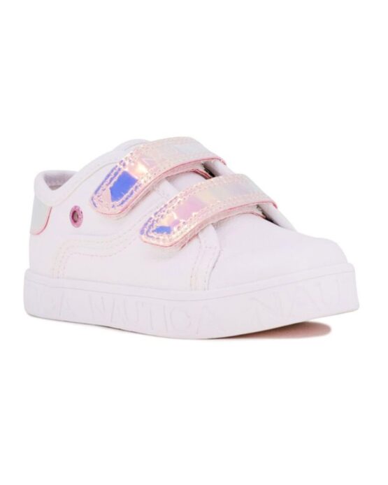 Nautica White/Pink Double Strap Sneaker