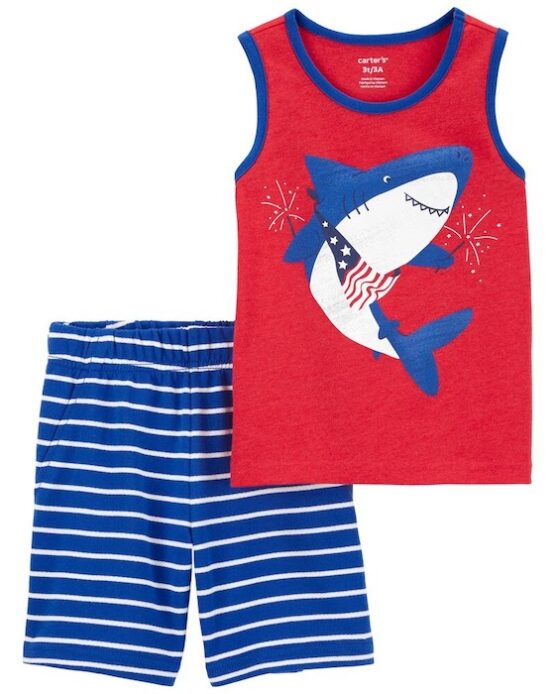 Carter's Red/Blue 2-Piece Shark Tank & Short Set