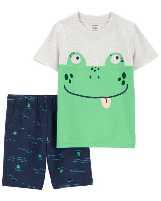 Carter's Multi Baby 2-Piece Frog Tee & Short Set