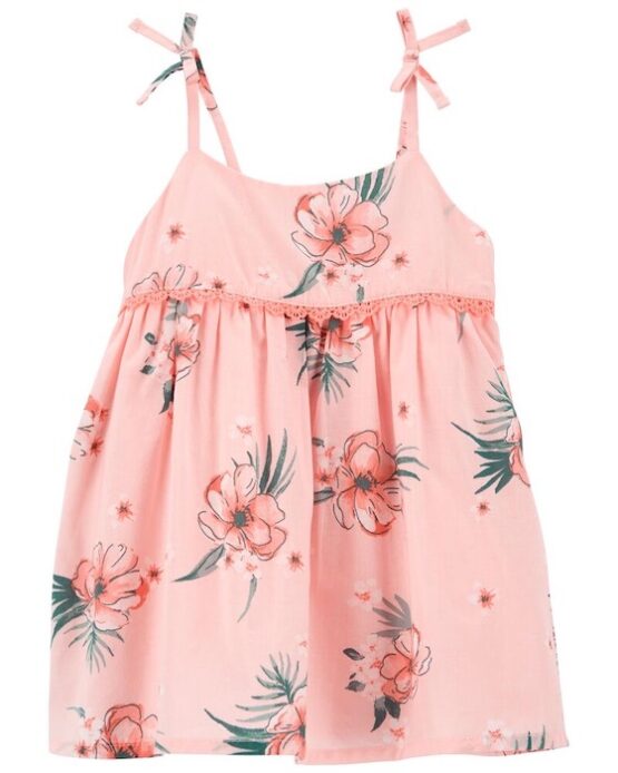 Carter's Pink Baby Tropical Floral Print Babydoll Dress