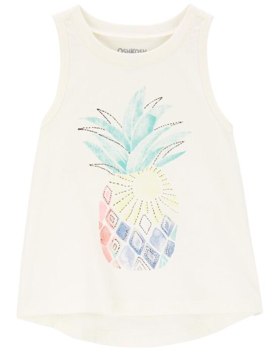 Oshkosh White Toddler Graphic Jersey Swing Tank