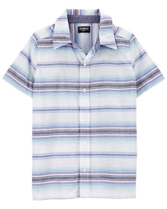 Oshkosh B'gosh Blue Toddler Baja Stripe Button-Front Shirt