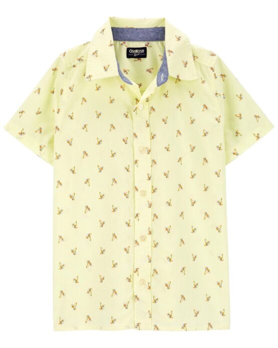 Oshkosh B'gosh Yellow Palm Print Button-Front Shirt