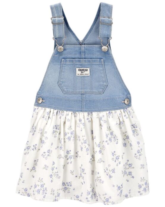 OshKosh Toddler Denim & Floral Print Jumper Dress