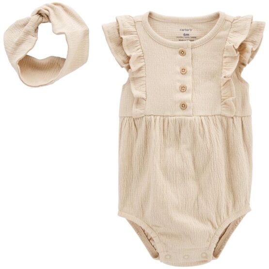 Carter's Button-Front Bodysuit And Headwrap Set