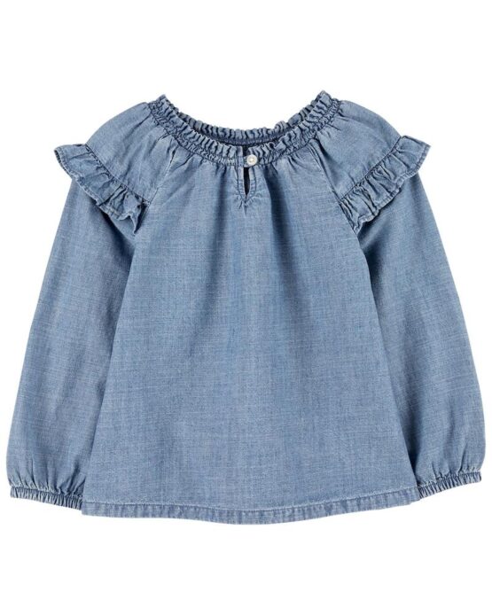 Blusa Carter's Manga Corta Tipo Jean de Niña