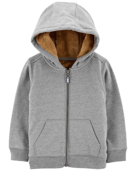 Oshkosh Hoodie con Zipper Gris Suave por dentro
