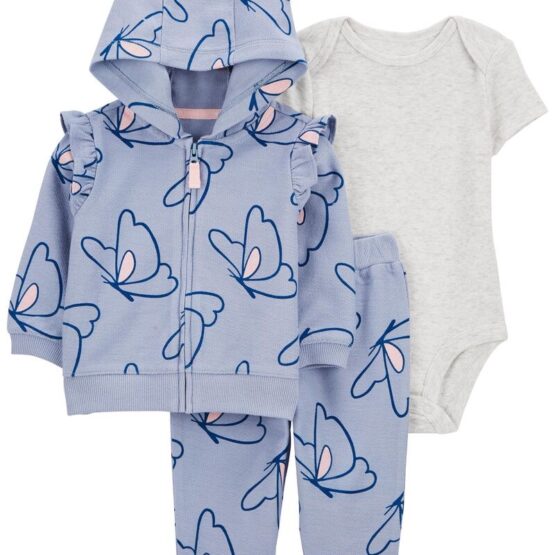 Carter's Set 3 Pcs Sueter con Hoodie, Pantalon y Mameluco