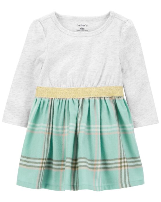 Carter's Vestido Manga Larga Falda Cuadriculada
