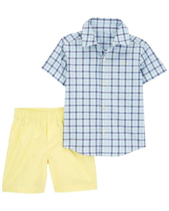 Carter's Conjunto de Camisa Cuadriculada y Short