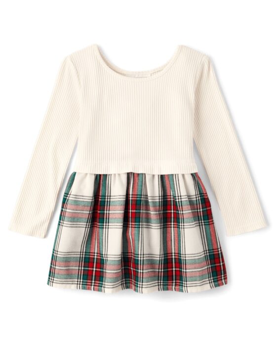 Vestido Children's Blanco y Rojo Manga Larga