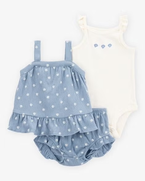 Conjunto Chambray Polka Dot Carter's 3 Pcs
