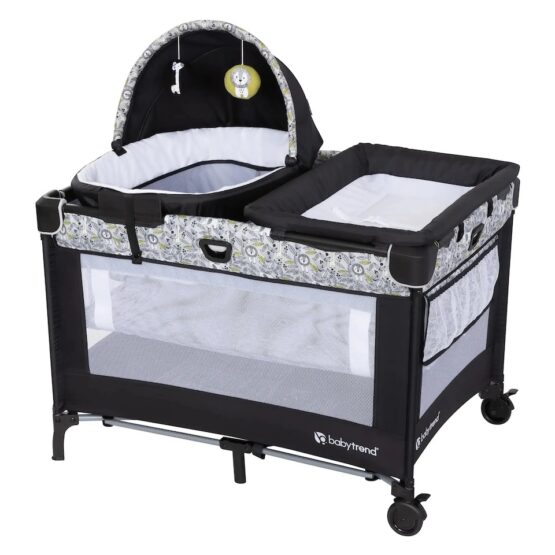Baby Trend Nursery Den Playard Black Jungle Trio