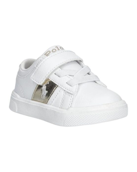 Tenis Polo Ralph Total Blanco y Dorado