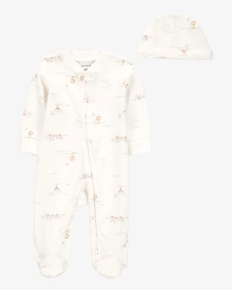 Pijama de Zipper Safari Carter's con Gorro
