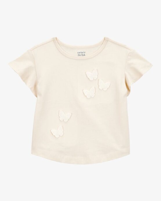 Blusa Carter's Manga Corta Mariposas Bordadas