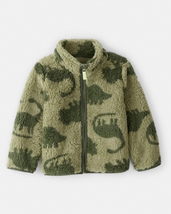 Carter's Dinosaur Sherpa Zip-Up Jacket Green