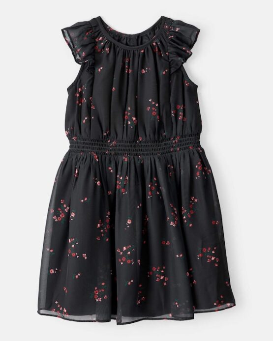 Vestido Carter's de Niña Negro Con Flores