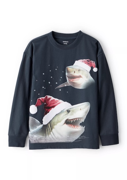 Camiseta Carter's Tiburones Navideños Manga Larga