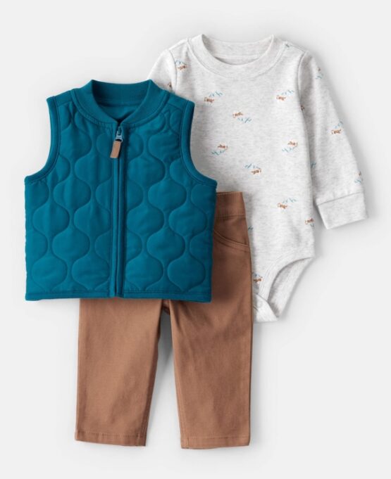 Conjunto de Chaleco Acolchado de 3 Piezas para Bebe Niño