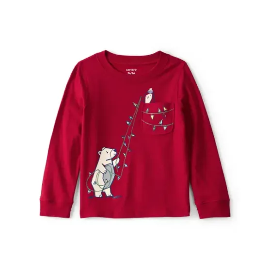 Camiseta Carter's Oso con Luces de Navidad- Roja