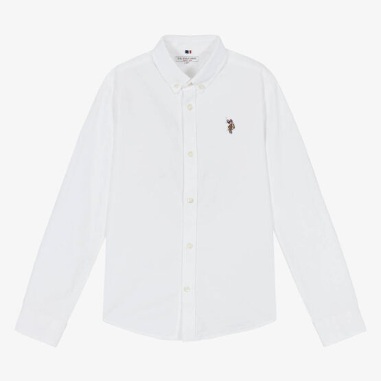 US Polo Assn Camisa de Botones M/L Blanca 100% Algodon Oxford
