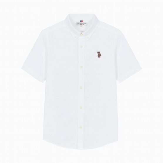 US Polo Assn Camisa de Botones M/C Blanca 100% Algodon Oxford