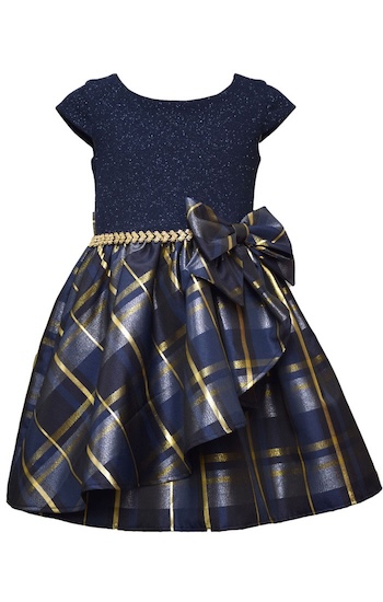 Vestido de Ocasion Azul Marino y Dorado con Chongo