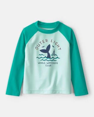 Carter's Toddler Boy Whale Long-Sleeve Rashguard Top Green UPF50+