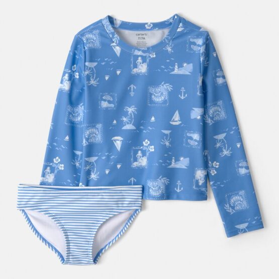 Carter's Girls 2-Piece Sailboat Long-Sleeve blue UPF50+
