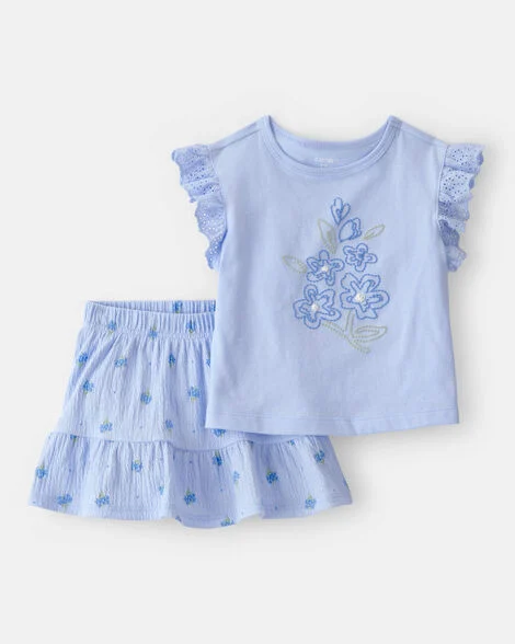 Carter's Conjunto de Falda Azul de 2 Piezas