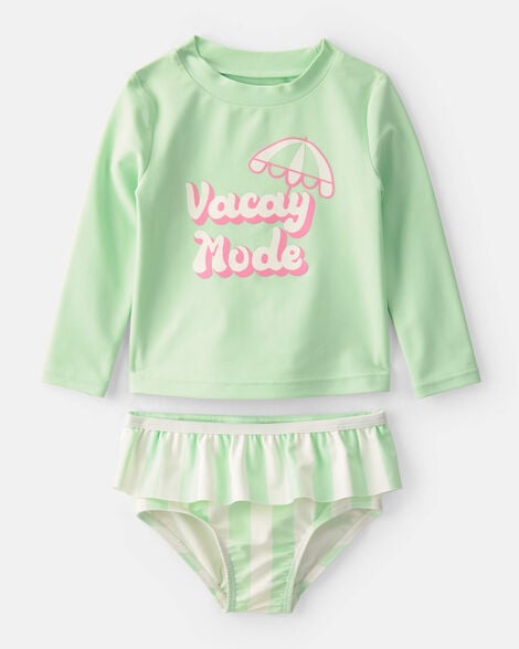 Carter's Baby Girl 2-Piece 'Vacay Mode' Rashguard Swimsuit Set - Green