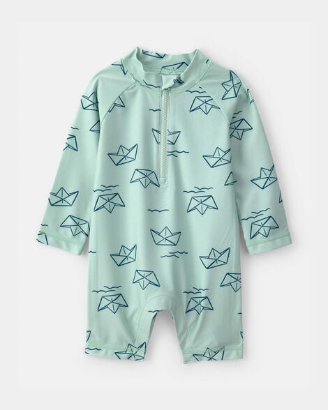 Carter's Baby Boy Boat Long-Sleeve Rashguard - Turquoise UPF50+