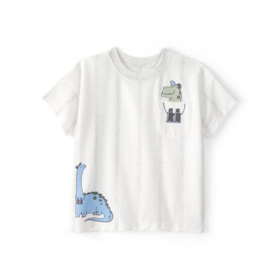 Camiseta Carter's Dinosaurio - Blanco/Rayas Gris