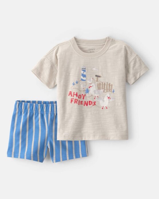 Conjunto Manga corta Carter's de 2 Pcs Ahoy Friends