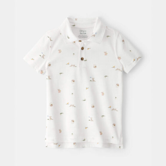 Camisa Carter's Tipo Polo de Conejo de Pascua - Blanco