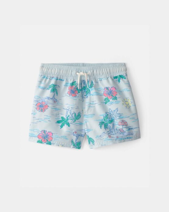 Carter's Toddler Boy Palm Tree Swim Trunks - Blue UPF50+