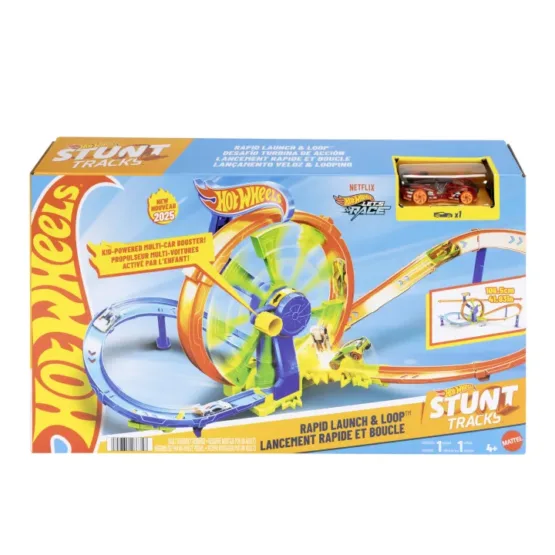 Hot Wheels Rapid Launch & Loop Playset With 1:64 Scale Die-Cast Toy Car, Crash & Track Set