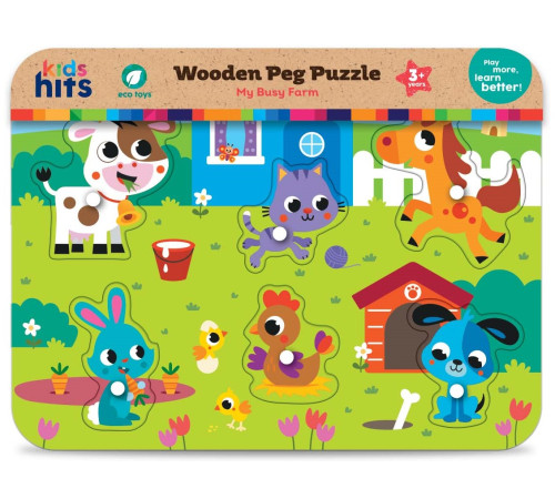 ROMPECABEZAS DE CLAVIJAS DE MADERA MI GRANJA OCUPADA